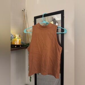 A New Day soft and stretchy rust orange sleeveless mock neck, size S